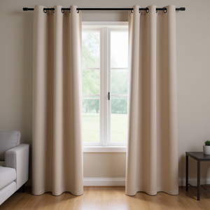 Cortinas Opacas de Tela Beige D0100HEXSXA de 37x84 Pulgadas con Ojales para Sala de Estar, Bloqueo Total de Luz - Product Image 2
