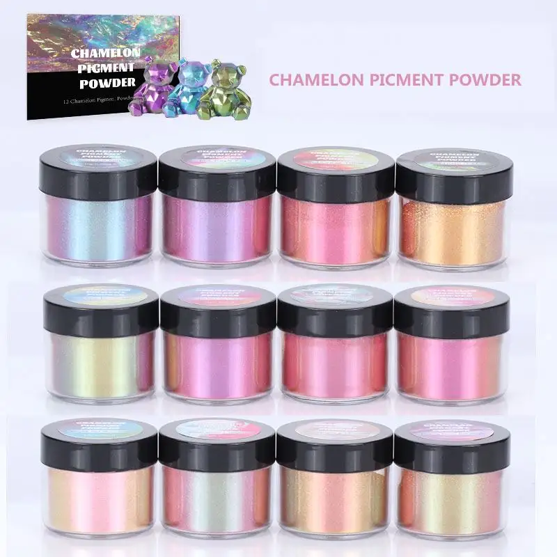 Caméléon Pigments Nacrés 5 g/ensemble 12 couleurs emballage Poudre de Mica Magique Changement De Couleur Pour La Peinture De Voiture Automobile Peintures Cuirs