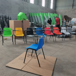 Stackable nhựa PP Shell kim loại trường Canteen bảng và ghế màu đen với bàn viết cho sinh viên - Product Image 2