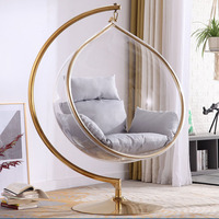 Chaise d'intérieur et d'extérieur en acrylique moderne bambou patio rotin osier oeuf suspendu balançoire chaise transparente avec support en métal