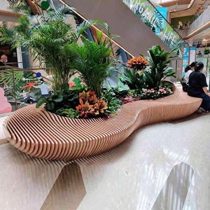 Banco Modular Paramétrico de Madera de Lujo, Asientos Curvos para Exteriores con Jardinera Integrada para Centros Comerciales, Hoteles y Jardines de Alta Gama - Product Image 1