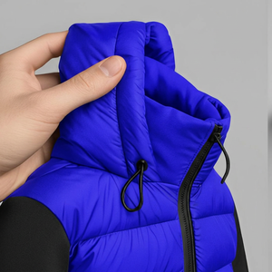 Unisex Blue Puffer <b>Jacket</b> Zip-Up Winter Casual Coat <b>Slim</b> <b>Fit</b> Polyester Windproof Waterproof Breathable Regular Length Solid - Product Image 3