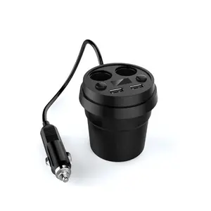 5V 3.1A Dual USB Cup Holder LED Voltmeter Cigarette Lighter Socket Car Charger plug