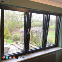 Ventana Abatible de Aluminio AMJ NFRC Csa para Pedidos al por Mayor, Logotipo Personalizado OEM, Directo de Fábrica, Ventana Abatible de Doble Acristalamiento para Distribuidores