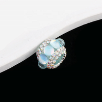 Perles de luxe en cristal opale bleu, perles intercalaires en strass AB, monture argentée, fournitures de perles en vrac pour bijoux DIY, vente en gros