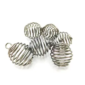 HuifengLantern Spring Spiral Bead Cages Pendants Silver Gold Bronze Gunmetal Color Alloy For Necklace Jewelry Diy Finding Charms