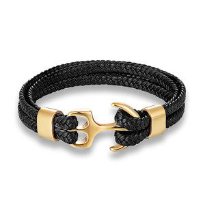 Gold Plated Zinc Alloy Anchor Hemp Rope Wrap <b>Bracelet</b> Unisex Vintage Adjustable Fashion Jewelry Gift For Men Women - Product Image 4