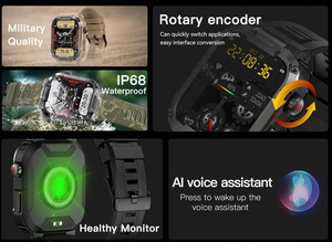 Relojes Inteligentes Tácticos Unisex para Exteriores para Hombre, Reloj Deportivo HD de 1.85 Pulgadas, Resistente al Agua IP68, Reloj Inteligente para Exteriores, Reloj Inteligente C - Product Image 2