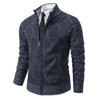 Automne hiver hommes pull décontracté chaud Cardigan manteaux avec capuche respirant tricoté veste fermeture à glissière motif décoration