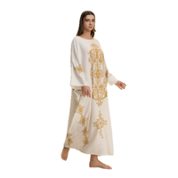 Robe longue ample de luxe imprimée pour femme, extensible dans les quatre sens, style Kaftan Abaya, tenue de détente, robe de couverture musulmane, à porter à l'extérieur comme vêtement de détente