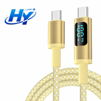 Kabel Pengisian Cepat Tipe-C 100W dengan Indikator Lampu Digital, Bahan Aluminium Alloy, Selubung PVC, Konduktor Tembaga Murni
