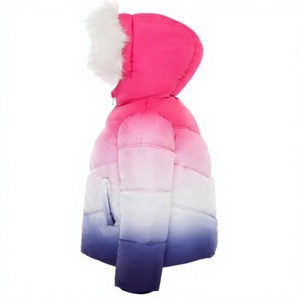 Chaqueta Acolchada de Mujer con Capucha de Piel, Color Degradado, Manga Larga, Cierre de Cremallera, Relleno Grueso de Poliéster, para Invierno - Product Image 2