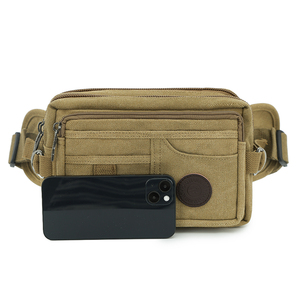 Wholesale Men's Chest <b>Bags</b> Large Capacity Outdoor <b>Canvas</b> Waist <b>Bag</b> Multi-Compartment <b>Drawstring</b> Front Sling Zipper Anti-Theft - Product Image 3