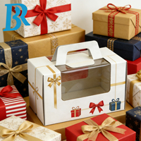 Boîte cadeau blanche personnalisée avec fenêtre transparente pour chapeaux et casquettes, boîte à friandises, fruits, raisins, boîtes à poignée en carton ondulé.