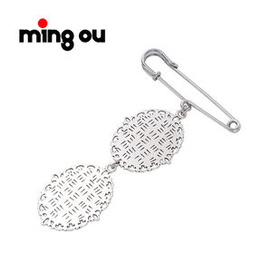 2 ओवल पेंडेंट उच्च बनाने की क्रिया खाली पिन ब्रोच के साथ धातु शादी का गुलदस्ता Diy फोटो आकर्षण ब्रोच धातु दौर/अंडाकार आवेषण - Product Image 3