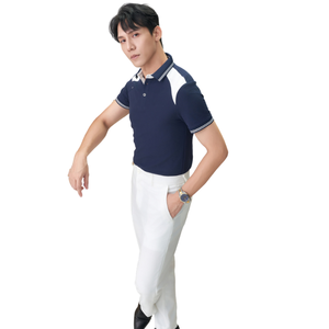 Polo Premium de dos tonos para hombre al por mayor, 210g/m2, mezcla de algodón transpirable, bordado personalizado, bajo coste - Product Image 1