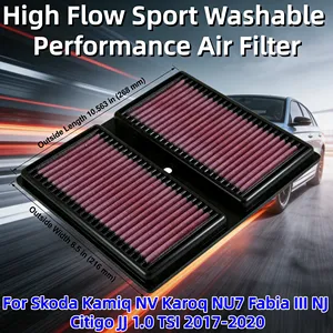 Filtro de Aire Deportivo Lavable de Alto Flujo para Skoda <span class=keywords><strong>Kamiq</strong></span> NV, Karoq NU7, Fabia III NJ, Citigo JJ <span class=keywords><strong>1.0</strong></span> <span class=keywords><strong>TSI</strong></span> 2017-2020, 04C129620A - Product Image 1