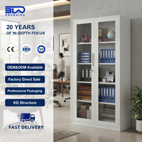 Armoires de classement de bureau commerciales avec porte vitrée, armoire en acier durable avec étagères réglables pour le rangement de bureau, support OEM