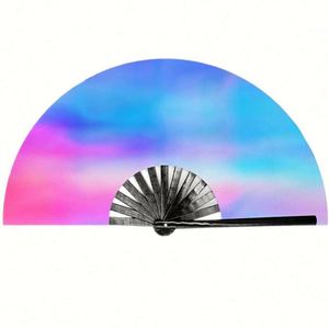 Guan Sen <b>Large</b> Custom Printed Folding Hand <b>Fan</b> 33cm Dance Party Marriage Promotional Gifts Wholesale Fabric Painted Technique - Product Image 5