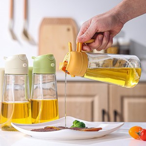 Pulvérisateur d'huile en verre 2-en-1 à double pulvérisation 470 ml, anti-goutte, gadgets multifonctionnels <span class=keywords><strong>pour</strong></span> la cuisine domestique, ouverture et fermeture automatiques <span class=keywords><strong>pour</strong></span> la cuisson - Product Image 1