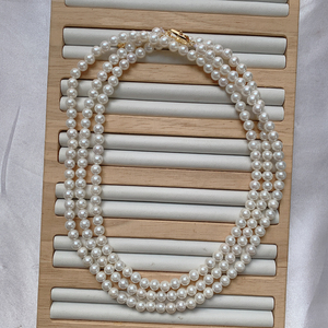 Высококачественное позолоченное Латунное жемчужное ожерелье из пресноводного натурального жемчуга длинное жемчужное ожерелье для женщин - Product Image 6