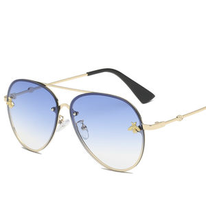 Lunettes de soleil de luxe pour femmes, style vintage, monture en métal avec rivets en forme d'abeille, verres dégradés, lunettes de soleil pour femmes, 2024 - Product Image 3