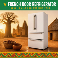 Réfrigérateurs à porte française sans givre 525L pour usage domestique, avec poignée encastrée, 220V 50Hz, couleur VCM.SS, avec distributeur d'eau