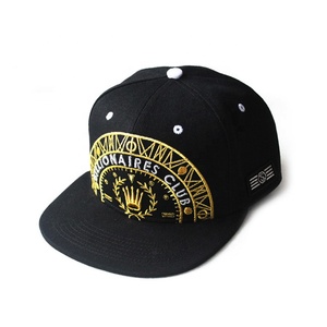 Casquettes à bec plat avec broderie dorée de qualité supérieure, OEM - Product Image 4