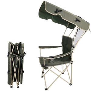 Chaise de pêche pliable légère en aluminium pour l'extérieur, la plage et les vacances, avec parasol anti-moustiques - Product Image 1