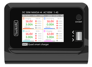 Cargador/Descargador Inteligente ToolkitRC Q4AC 4x50W 5A AC 100W 4 Puertos DC Versión XT60 para Baterías Lipo 1-4S - Product Image 3