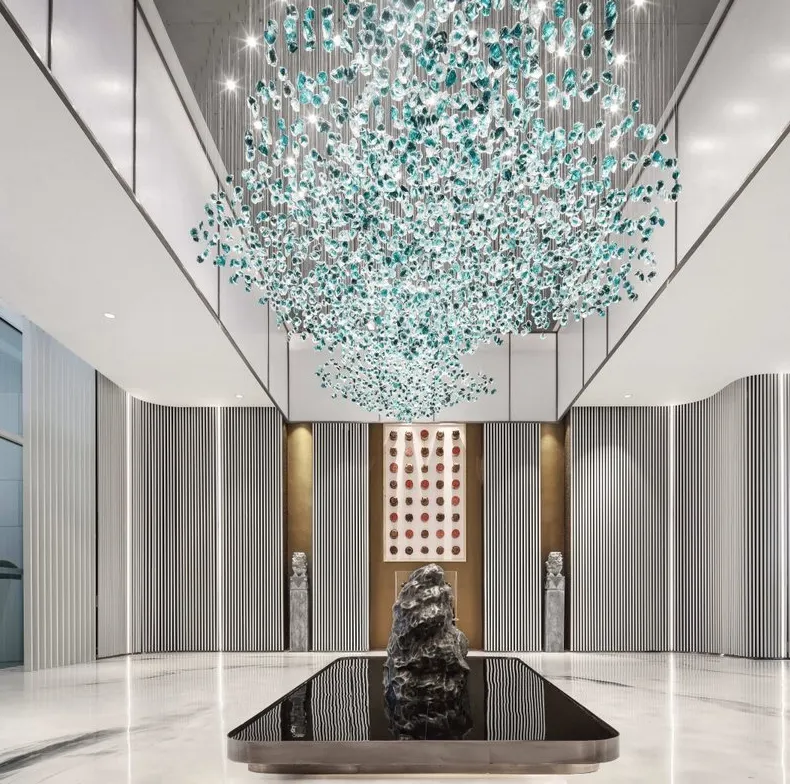 Modern otel lobisinde Villa dekorasyon özel büyük proje LED kristal avize kolye ışık özel özelleştirilmiş büyük