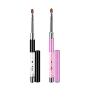 KADS Brosse à ongles ronde en cristal 6 #   Pinceau en nylon plissé avec manche en strass acrylique pour la coloration au gel, le liner, le dessin, le stylo, les outils de manucure - Product Image 1