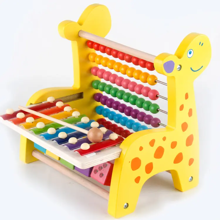 Juguetes Educativos de madera para niños, marco de cálculo de Piano para golpear con cuentas redondas de ciervo, juguetes de aprendizaje de matemáticas