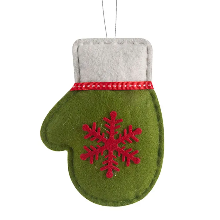 Personalized Handmade High Quality 5 Inch Green Felt Fabric Christmas Tree Ornaments
