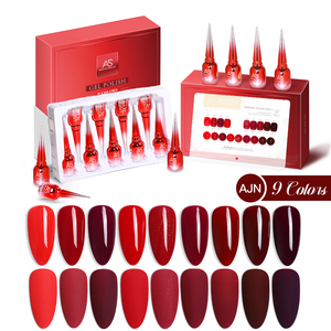 Kit de vernis à ongles en gel semi-permanent <span class=keywords><strong>hybride</strong></span> personnalisé avec logo, 15 ml, couleurs noires et rouges, fournitures pour nail art UV - Product Image 1