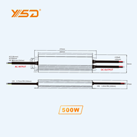 Alimentation LED 500W YSD 12V, driver LED 24V 30W-500W série D ultra-mince, étanche IP67, driver LED à tension constante