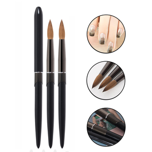 Pinceau à ongles en acrylique avec manche en métal noir, logo personnalisé, taille sur mesure # 2- # 24 pièces pour la peinture au gel et l'art de la manucure - Product Image 5