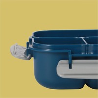 AHLE1100/Boîte à bento rectangulaire simple en plastique, 4 compartiments, compatible micro-ondes, boîte à lunch pour étudiants avec sac isotherme, sans BPA