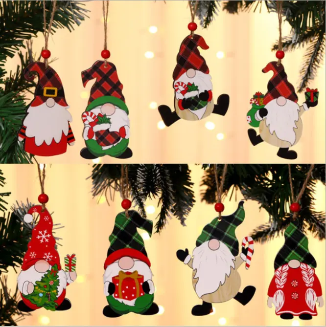 2021 New Gnomes christmas tree hanging ornaments handmade Wooden set Fireplace Home decoration Christmas Party Holiday Gifts