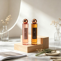 Botella de Perfume de Vidrio Delgada y Alta de 100 ml Personalizada, con Tapa de Bola de Madera Dorada/Plateada, Envase de Fragancia Vacío, Embalaje de Regalo Personalizado