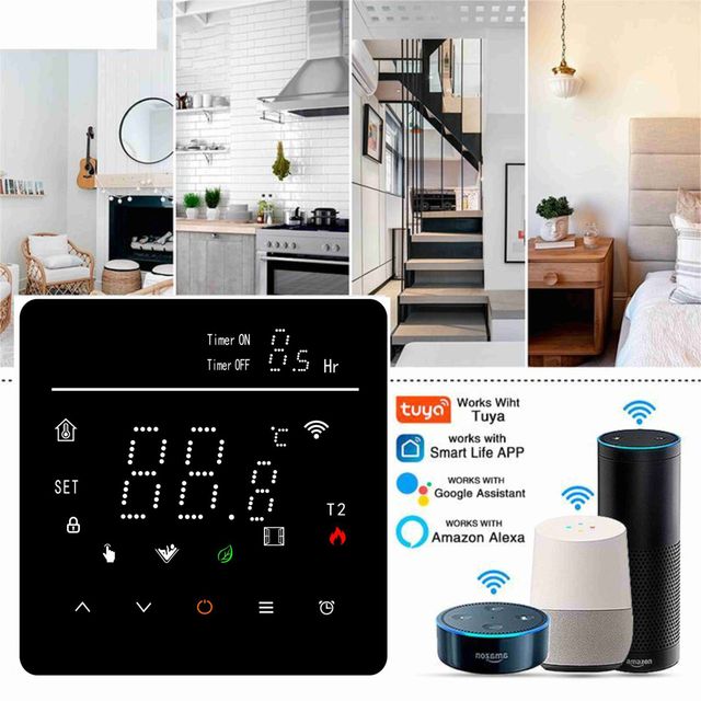 Factory Customized Wifi Thermostat with LCD Digital Display Panel Touch Thermostat for Home Gas Boiler Heating Thernostat