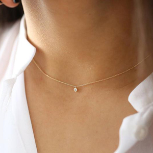สร้อยคอคริสตัลทรงเรขาคณิตประดับเพชรคิวบิกสำหรับผู้หญิง ROXI ชุบทอง 18k เงินแท้ 925 ได้รับการรับรองจาก GDTC ดีไซน์ทันสมัย เหมาะสำหรับงานแต่งงาน - Product Image 4