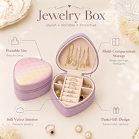 Boîte à bijoux en cuir PU en forme de cœur, étui de rangement pour bijoux de voyage avec fermeture éclair pour bagues, boucles d'oreilles, colliers