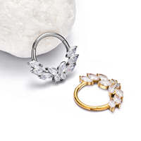En gros, Anneau de septum articulé, boucle d'oreille clicker pour hélix, en Titane G23 ASTM F136 avec Zircon Marquise, Bijoux de piercing corporel de qualité