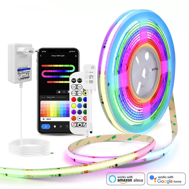 Wifi RGBIC Manual Switch 24V SPI Smart Music Voice Control Dimmer Water Running Addressable Pixel PCB IP33 Ra90 Led Strip Light