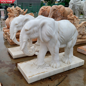 Escultura de Estatua de Elefante de Mármol Blanco Grande para Jardín Exterior - Product Image 4
