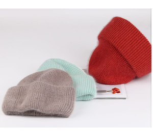 Haute qualité décontracté Angora longue fourrure de lapin cachemire laine hiver luxe <span class=keywords><strong>moelleux</strong></span> filles femmes Beanie Gorras Jacquard tricoté chapeau - Product Image 6