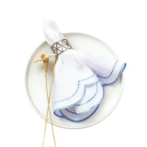 Serviettes de table en tissu blanc de haute qualité personnalisées Ychon, bordure personnalisée, broderie bleue, pour hôtel et usage quotidien - Product Image 5