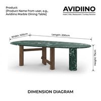 Table à manger ovale en marbre Verde Alpi sur mesure de luxe Avidiino, base asymétrique en bois de noyer pour projet de villa haut de gamme