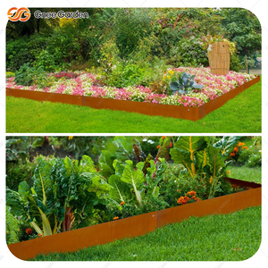 Bordure de jardin en acier corten de 10 pouces avec loquets, 6 pièces, bordure durable pour parterres de fleurs et aménagement paysager extérieur, installation facile - Product Image 4